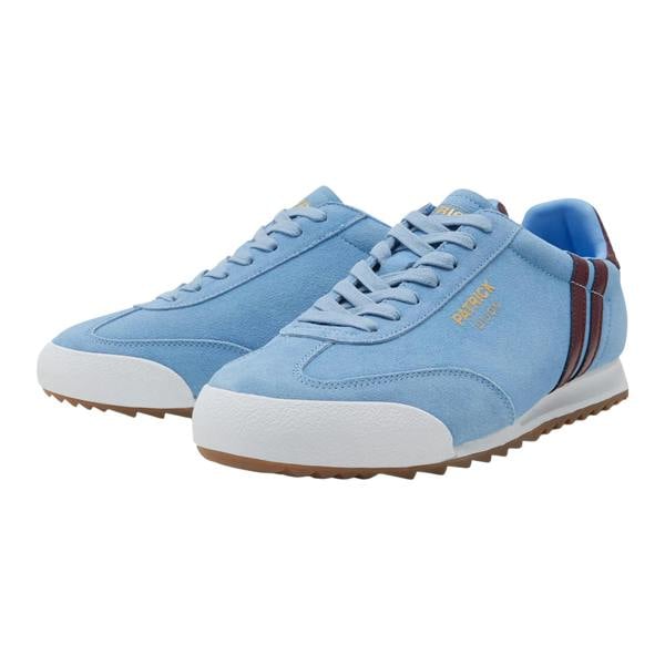 Patrick Mens Dijon Suede Running Trainers - Sky Blue/Burgundy/White - 