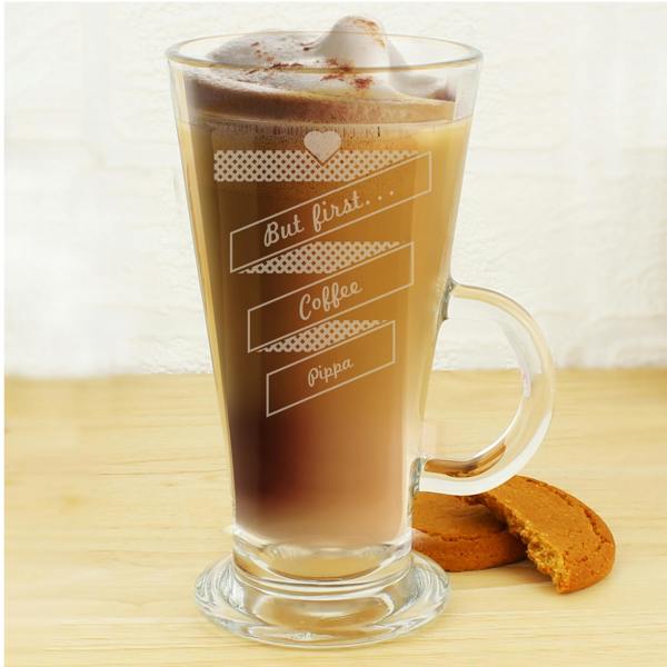 Abode Home & Gifts Personalised Heart Banner Latte Glass