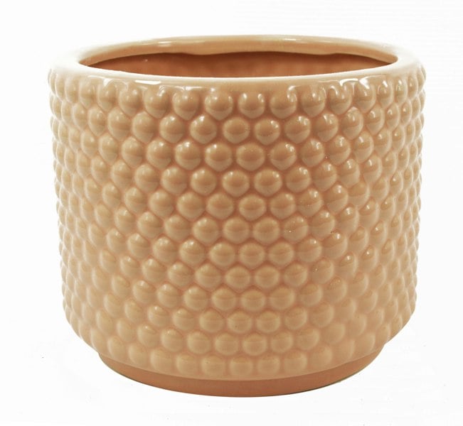 Leaf Dusty Pink Raised Dots Ceramic Plant Pot 15 x 15 x 12.5cm