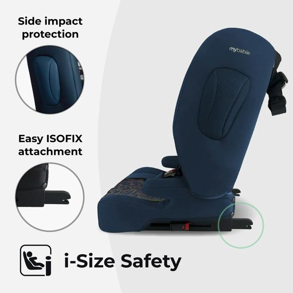 My Babiie MBCS80 Foldable Toddler to Booster R129 Car Seat with ISOFIX - Navy Leopard