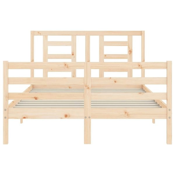 Berkfield Bed Frame with Headboard Small Double Solid Wood