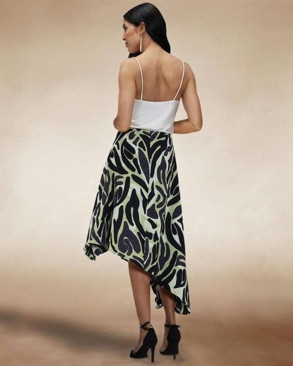 HotSquash Asymmetric Hem Skirt with Bow Ties