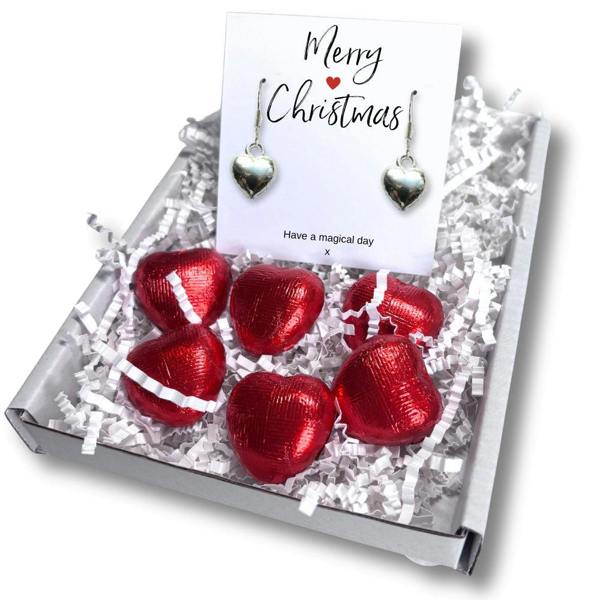Aye Do Gifts Merry Christmas Mini Gift Hamper with Silver Heart Earrings