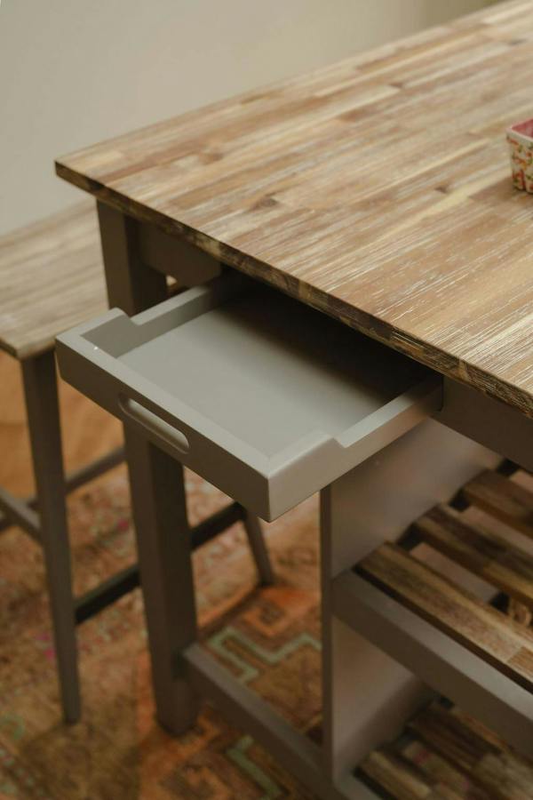 Statement Furniture Florence Breakfast Bar Kitchen Island with Shelves