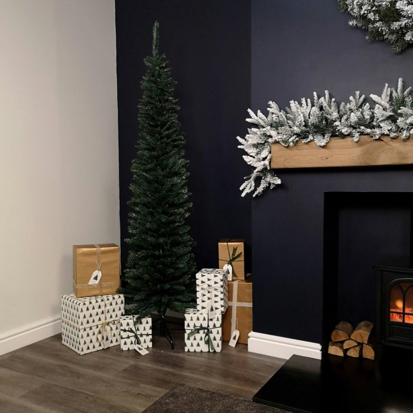 Samuel Alexander 6.5ft (2m) Pencil Style Slim Artificial Christmas Tree in Green
