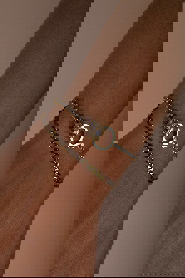 SVNX Double Ring Diamante Bracelet in Gold Colour - Gift Boxed