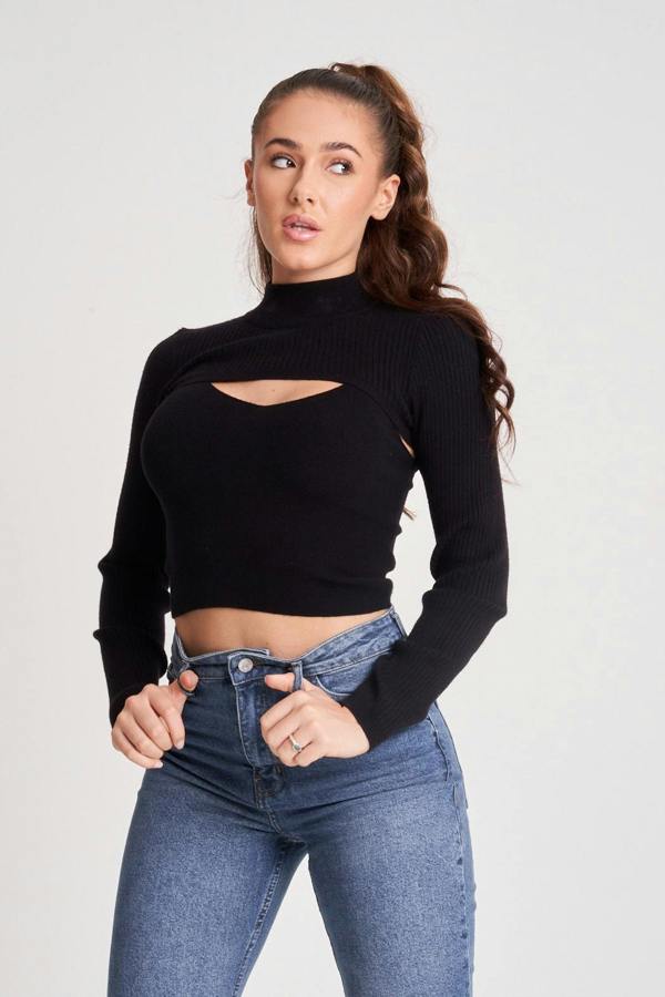 Urban Bliss 2in1 Long Sleeve Crop Jumper & Vest Set