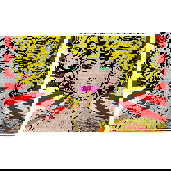 Benjamin Tate Design Pop Art Young woman Eating Spaghetti (Bath Towel)