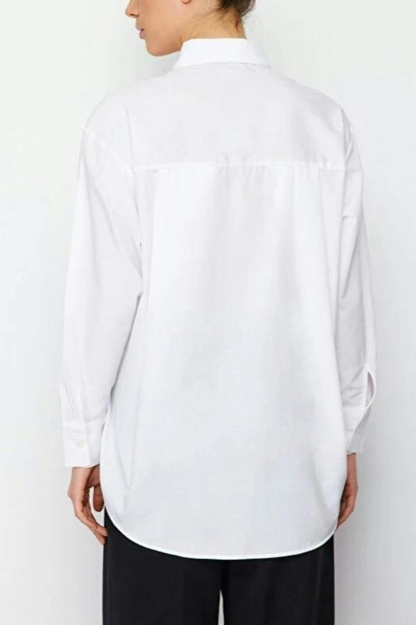 WOVCOR Single Pocket Boyfriend Cotton Woven Shirt