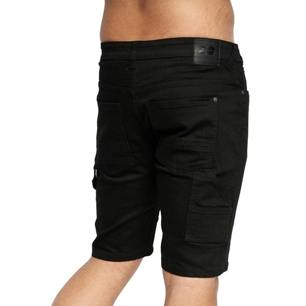 Crosshatch Mens Carpenter Denim Vintage Shorts - Black Wash