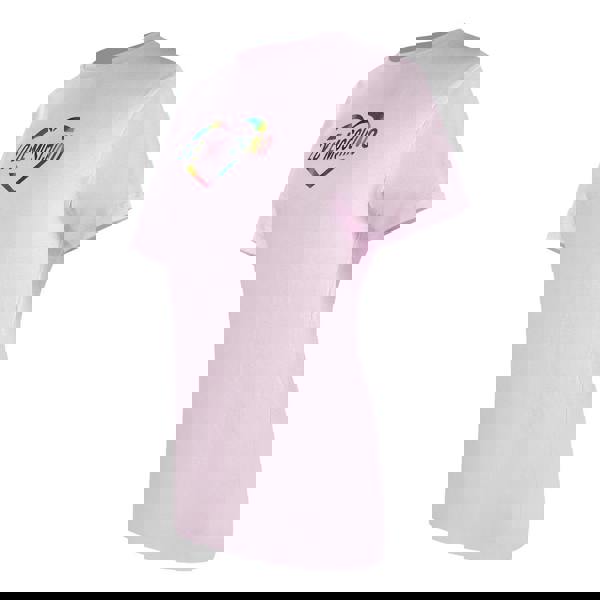 Moschino Love Moschino Multi Colour Heart Logo Pink T-Shirt