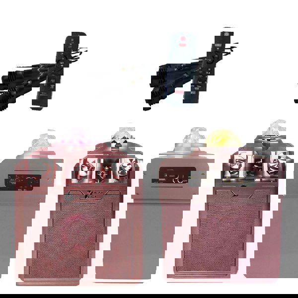 N-Gear | Disco Star 710 Space Pink Bluetooth Speaker Karaoke Set Party Box with Star Projector & 2 Microphones