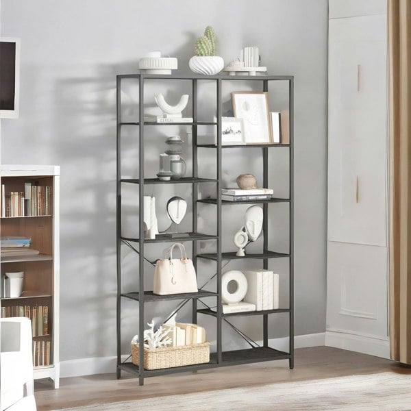 Rafaelo Mobilia 5 Tier Bookcase Display Stand Room Divider Black