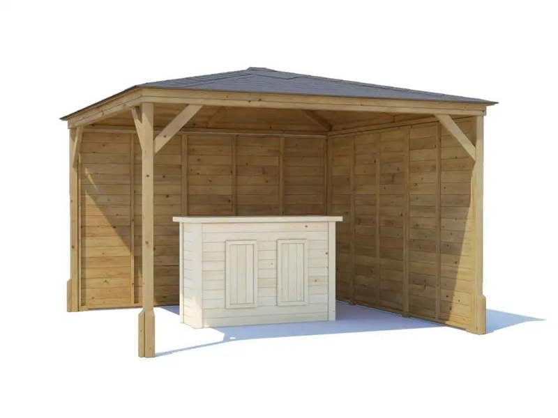 Dunster House Garden Bar Gazebo 3m x 3m Utopia Heavy Duty Garden Shelter with Log Bar Included