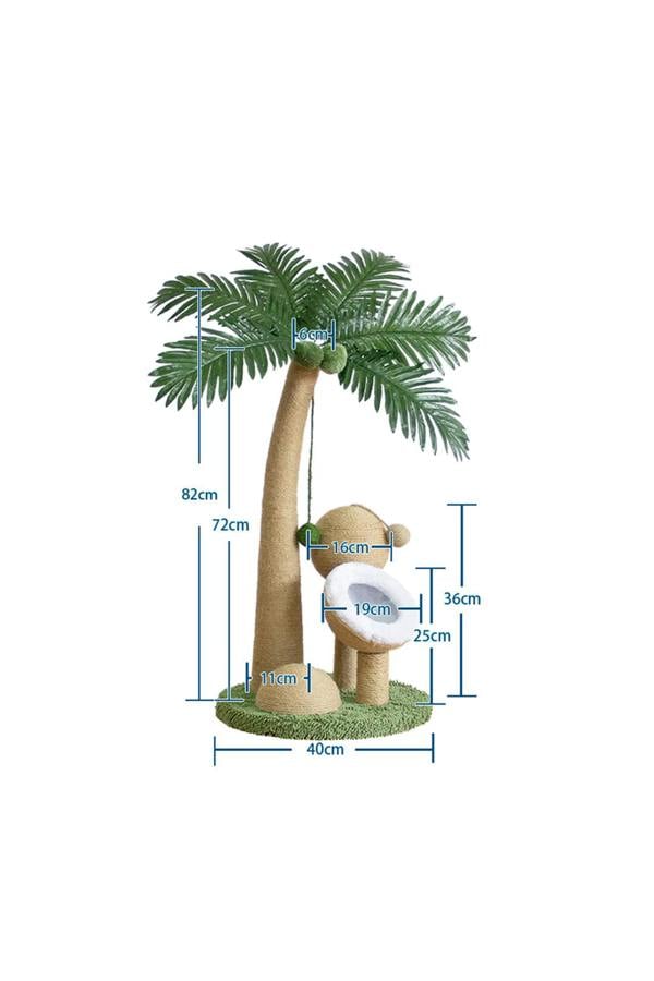 Living and Home Coconut Tree Shaped Cat Scratching Post with Hanging Ball Toys