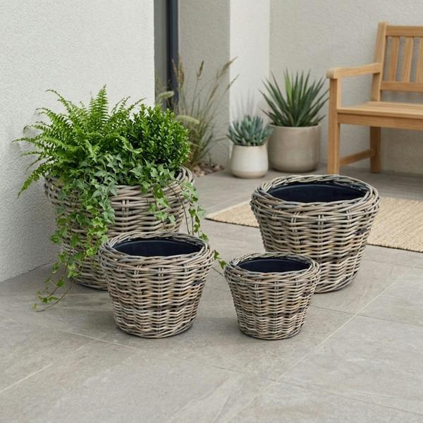 Garden Greatness Drypot Split Rattan Basket Set of Four