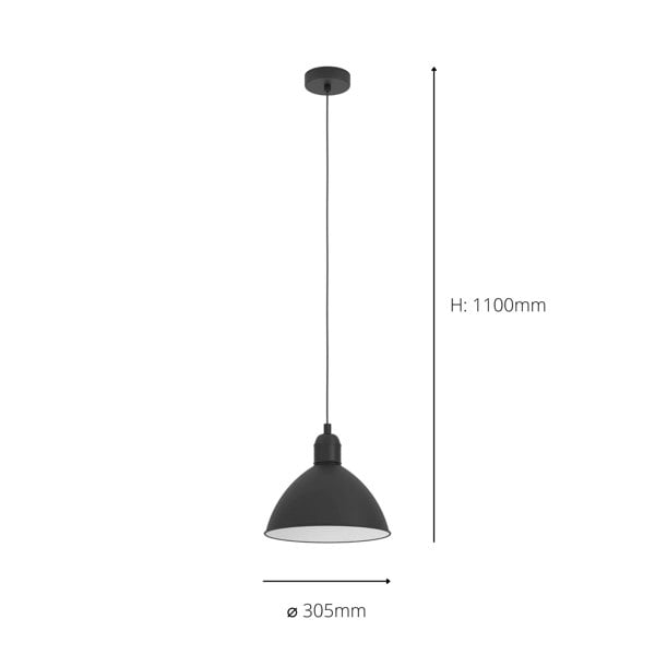 EGLO Priddy Black Domed Single Pendant Light