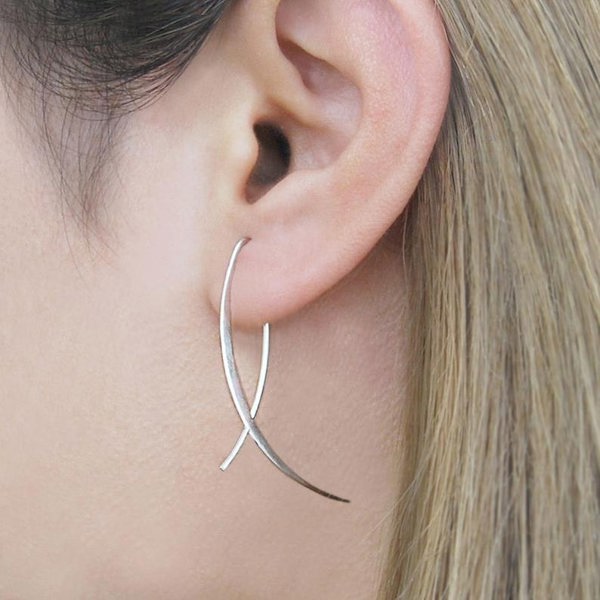 Sterling silver Wishbone Wire Drop Earrings - Otis Jaxon Silver Jewellery