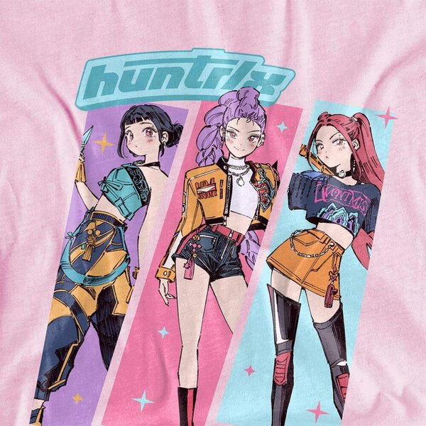 K-Pop Demon Hunters Childrens/Kids Huntr/X Anime T-Shirt - Pink