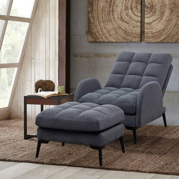 Upholstered Adjustable Backrest Velvet Sleeper Recliner Come with Ottoman Recliners Living and Home