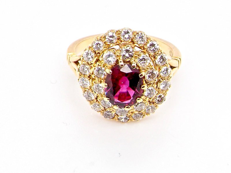 Vintage Tom A ruby and diamond cluster ring