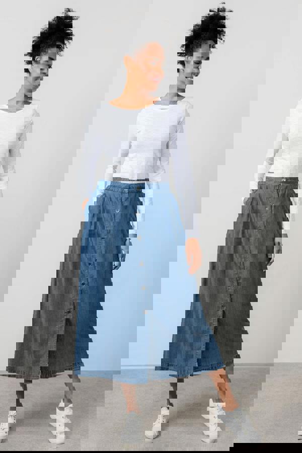 Lily & Me Holly Tencel™ Denim Elasticated Waist Midi Skirt