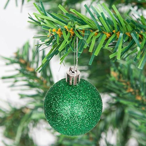 Shatchi 5cm Shatterproof Dark Green Christmas Bauble Set, 9 or 18 Piece Festive Tree Decorations