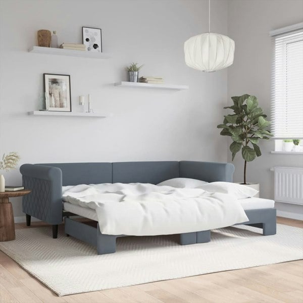 Berkfield Daybed with Trundle Dark Grey 90x190 cm Velvet