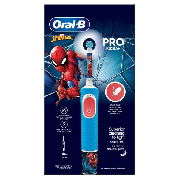 Oral-B Pro Kids Spider-Man Electric Toothbrush Designed By Braun - Blue