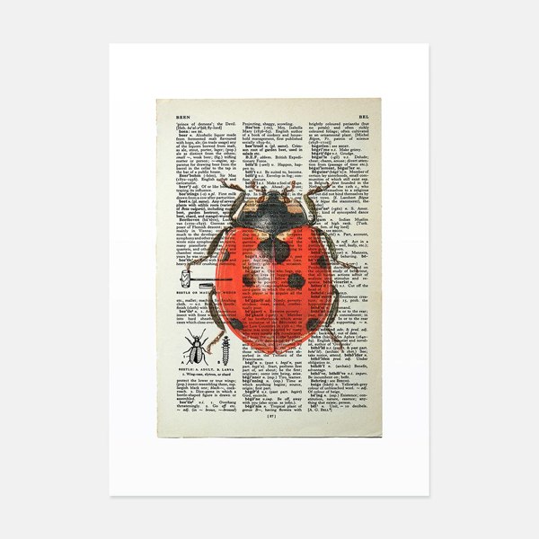 Hands & Hearts Ladybird vintage book page art print