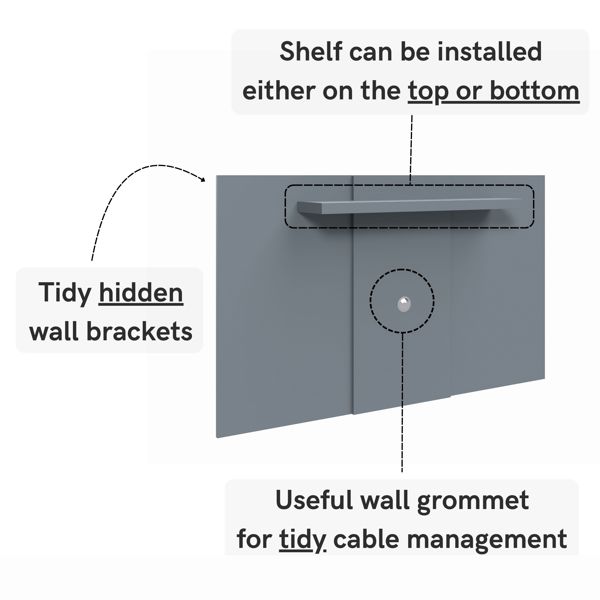 Core Products Lido TV Display Wall Panel, Extendable or Fixed with Adjustable Shelf