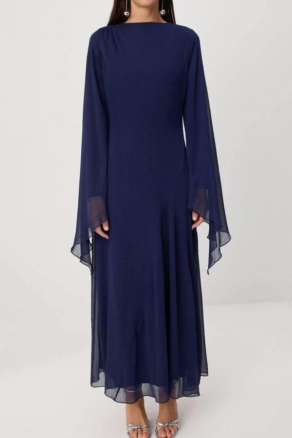 Princess Sleeve Boat Neck Maxi Dress