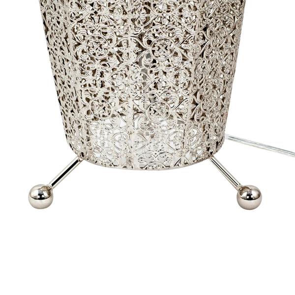 Traditional and Ornate Floral Moroccan Floor Lamp in Polished Silver Image 8