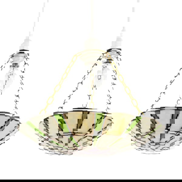 Forest Green and Pink Floral Tiffany Stained Glass Pendant Lamp Shade Image 1