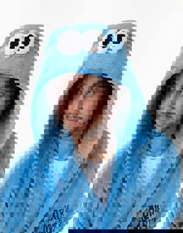 Sesame Street Unisex Blue Character Hooded Bathrobe