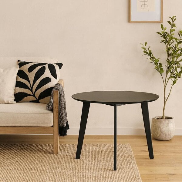 Wyld Haus Saffron Round Black Wooden Dining Table