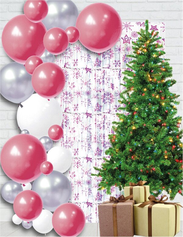 Cheetah Shimmer christmas Tinsel Curtain, 2.5M x 1M Pink