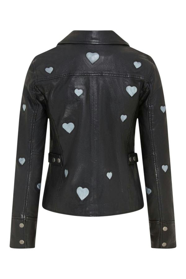 Infinity Leather Women’s Black Leather Hearts Biker Jacket  - Wynyard