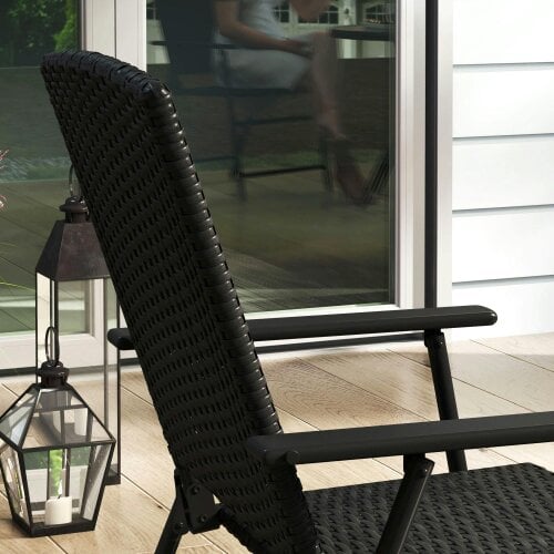 Wyld Haus Luvaka Nene Rattan Black Folding Garden Chairs Set Of 2