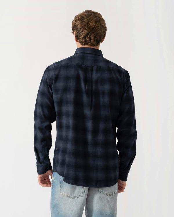 BOSS Orange Rickert Mens Long Sleeve Check Shirt - Dark Blue 404 | CHO | Designer Mens,Shirts,Long Sleeve