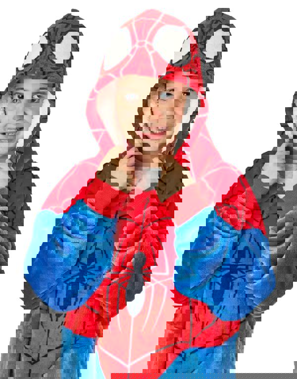 Marvel Boys Blue Spiderman Character Blanket Hoodie