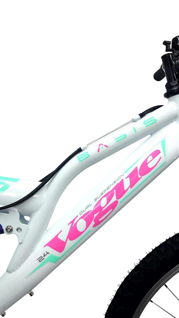 Basis Bikes Basis Vogue Junior Girls Full Suspension Mountain Bike, 24" Wheel - White/Light Green