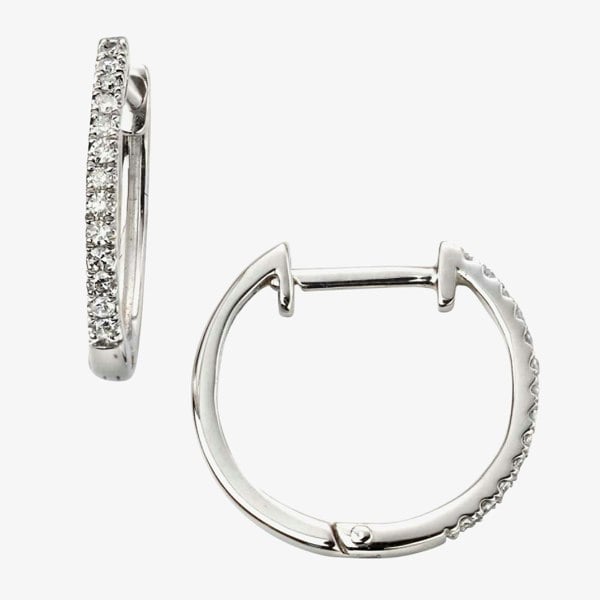 T. H. Baker 9ct White Gold Diamond Huggie Earrings GE2106