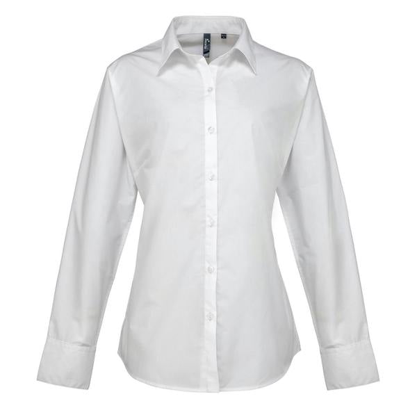 Premier Womens/Ladies Supreme Poplin Long-Sleeved Formal Shirt - White