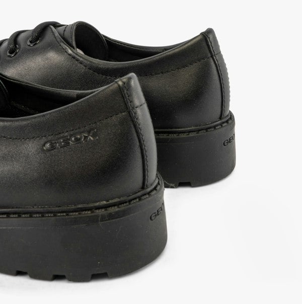 GEOX CASEY G C Girls Leather Lace Up School Shoes Black