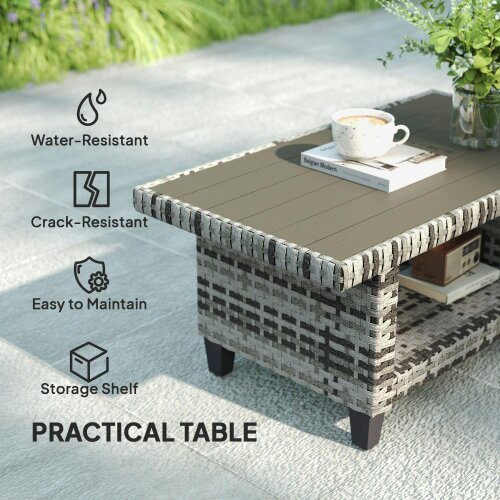 Wyld Haus Sacoel Navy Blue and Grey Rattan 5 Seater Outdoor Sofa Set