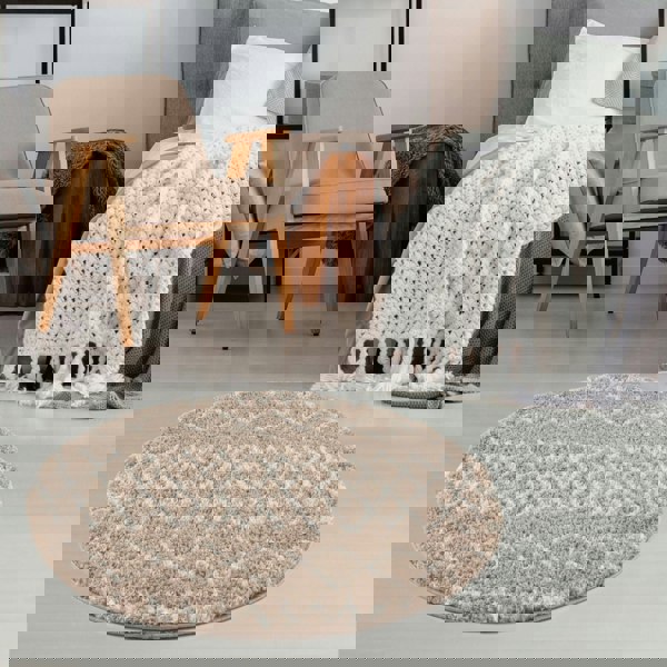 Beige Shaggy rug High Quality Elegant Moroccan Pattern