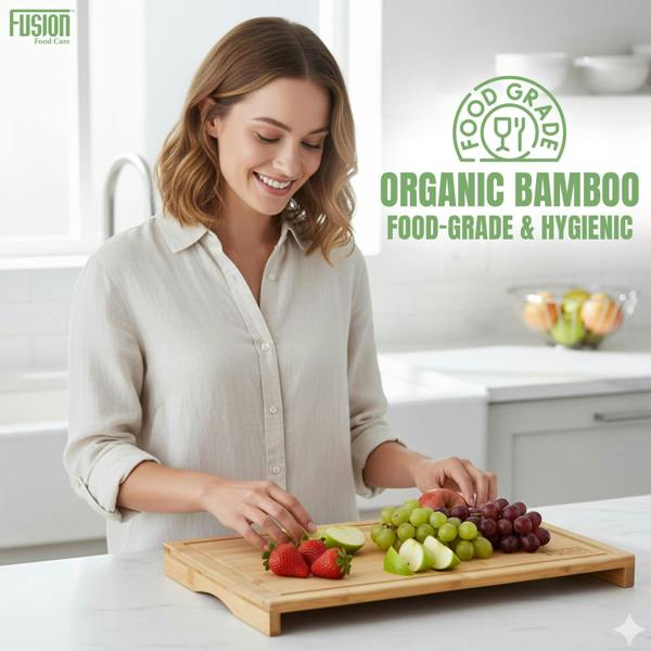 Fusion Food Care Fusion Food Bamboo Chopping Board - 54x28cm Large Cutting Board for Kitchen Food Grade Board for Cutting Meat & Vegetable