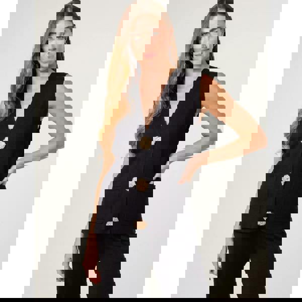 Blue Vanilla Two-Piece Set With Gold Button Details