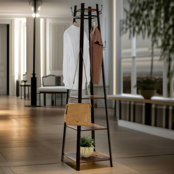 Rafaelo Mobilia Industrial Coat Stand With 2 Shelves